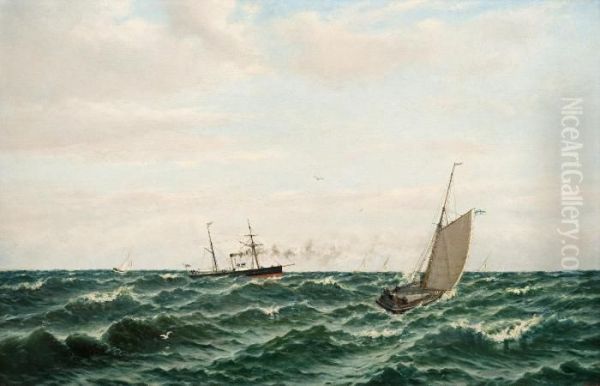 Sailing Competition Near Helsinki Oil Painting by Oskar Conrad Kleineh