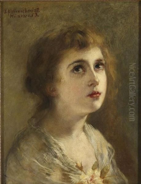 Portrait Of A Young Girl Oil Painting by Johannes Kleinschmidt