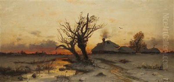 Sunset Oil Painting by Iulii Iul'evich (Julius) Klever