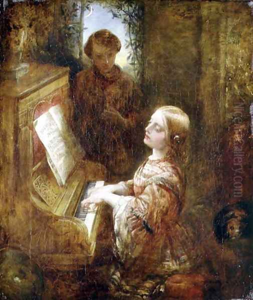 The Evening Hymn, c.1850s Oil Painting by Alfred Woolmer