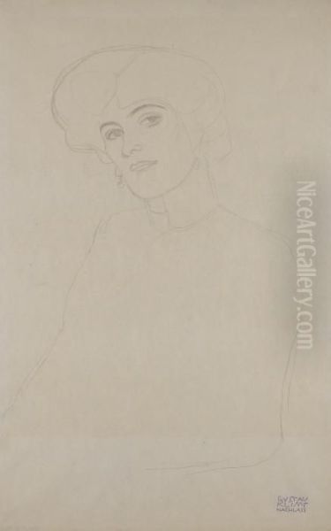 Damenbrustbild Im 
Dreiviertelprofil Nach Links (bust Of A Woman In Three-quarter Profile 
To The Left) Oil Painting by Gustav Klimt