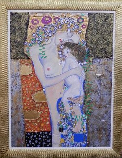 Mother And Child Oil Painting by Gustav Klimt