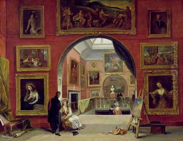 Interior of the Royal Institution, during the Old Master Exhibition, Summer 1832, 1833 Oil Painting by Alfred Woolmer