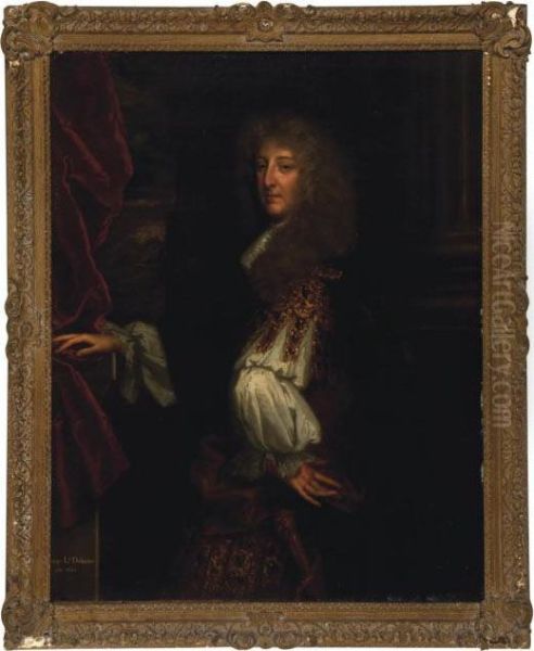 Portrait Of George Booth 
(1622-1684), 1st Baron Delamer Of Dunham Massey, M.p., Standing 
Three-quarter Length Oil Painting by Sir Godfrey Kneller