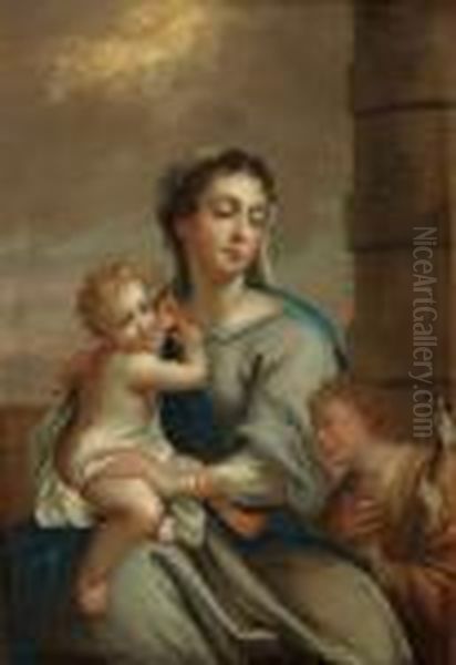 Virgin Mary With The Child And John The Baptist Oil Painting by Sir Godfrey Kneller