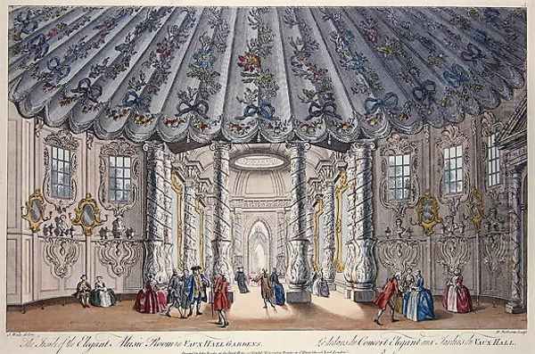 Interior View of the elegant music room in Vauxhall Gardens, engraved by H. Roberts, 1752 Oil Painting by Samuel Wale