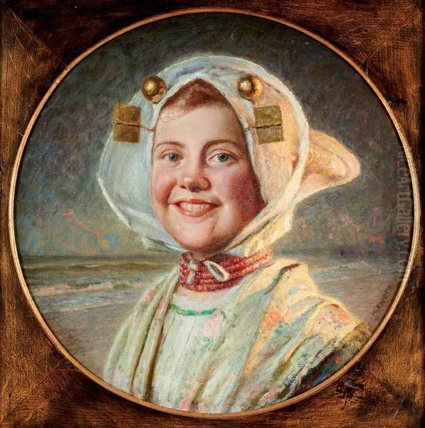 Portrait De Jeune Fille Oil Painting by Hermann Knopf