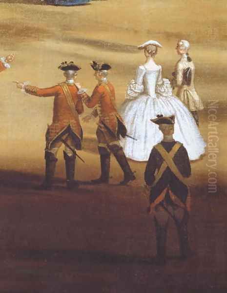 Soldiers and a couple in Horseguards Parade, c.1758 Oil Painting by Samuel Wale