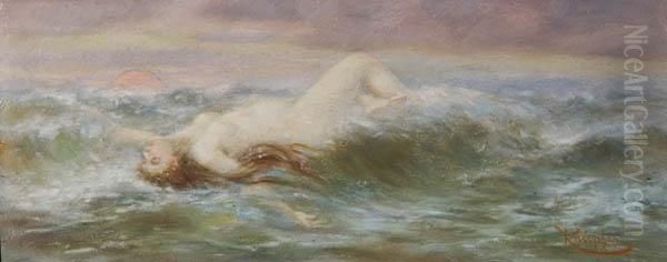 Tired Wave Oil Painting by Benes Knupfer