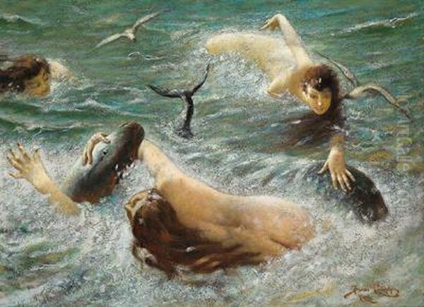 Idillio Marino Oil Painting by Benes Knupfer