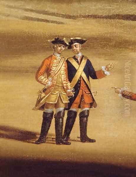 Two officers in conversation, c.1758 Oil Painting by Samuel Wale