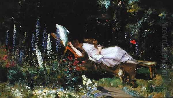 An Afternoon Nap Oil Painting by Harry Mitten Wilson