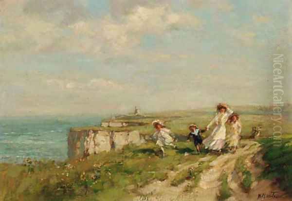 On the Margate Cliffs, near Kingsgate Oil Painting by Harry Mitten Wilson