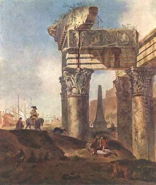 Ancient Ruins Oil Painting by Jan Baptist Weenix