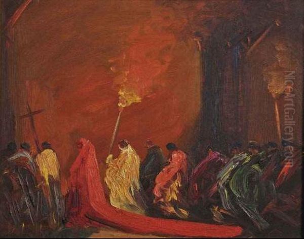 Procesion Oil Painting by Stephen Koek Koek