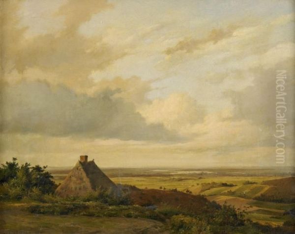 Landskap Med Byggnad Oil Painting by Barend Cornelis Koekkoek