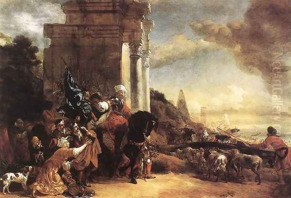 Departure of an Oriental Entourage 1647-50 Oil Painting by Jan Baptist Weenix