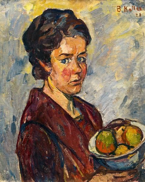 Frau Mit Obstschale Oil Painting by Broncia Koller-Pinell