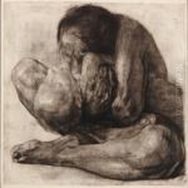 Frau Mit Totem Kind Oil Painting by Kathe Kollwitz