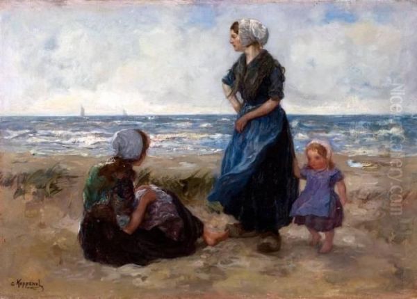 Scheveningse Vissersvrouwen Oil Painting by Cornelis Koppenol