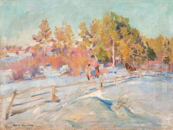 Winter Landscape Oil Painting by Konstantin Alexeievitch Korovin