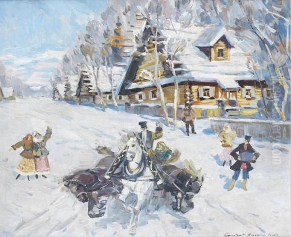 Russian Winter Oil Painting by Konstantin Alexeievitch Korovin