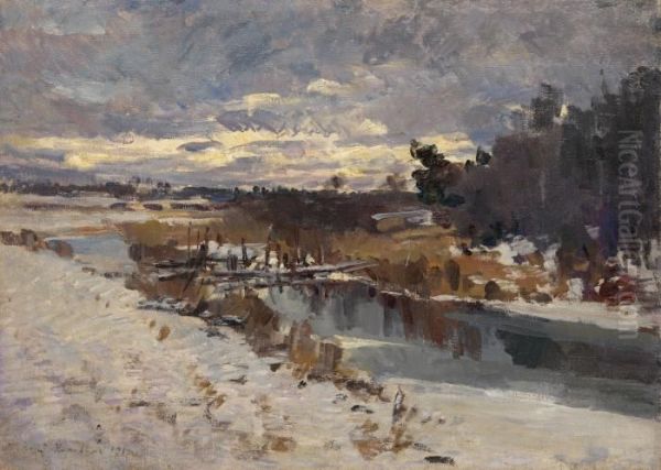 Spring Thaw Oil Painting by Konstantin Alexeievitch Korovin