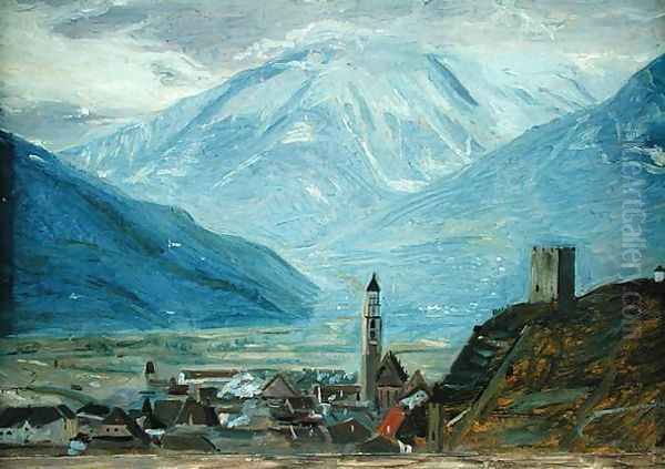 Merano in the Snow, c.1840 Oil Painting by Friedrich Wasmann