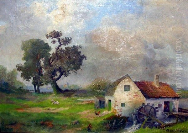 Alte Wassermuhle Am Niederrhein Oil Painting by Paul Koster