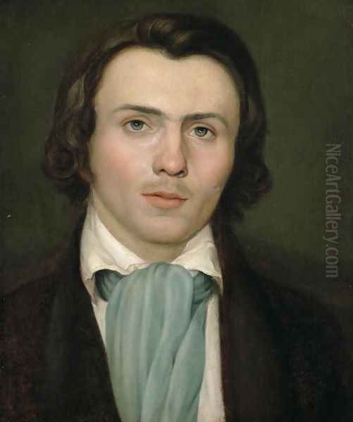 Portrait of a young man Oil Painting by Friedrich Wasmann