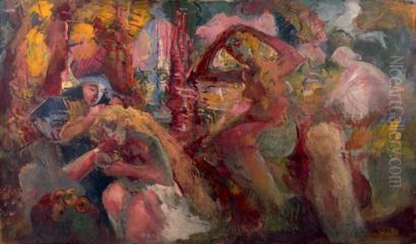 Le Bain Des Nymphes Oil Painting by Constantin Kousnetzoff