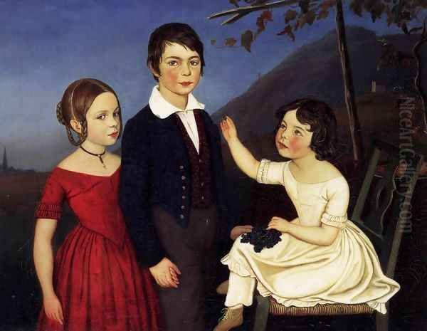 Paul, Maria, and Filomena von Putzer Oil Painting by Friedrich Wasmann