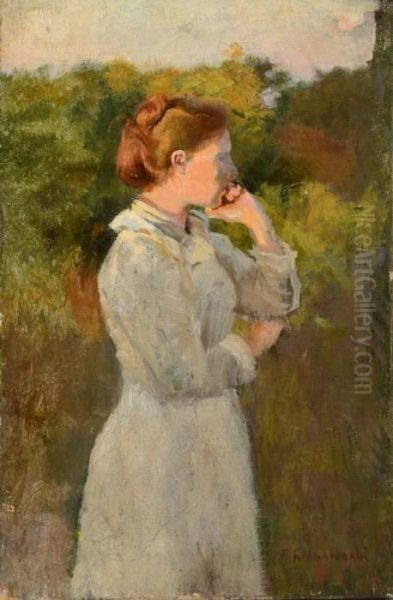 Profil De Femme Dans Un Paysage Oil Painting by Pavel Osipovich Kovalevskii