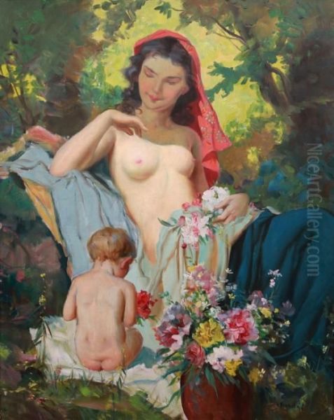 Motherhood Oil Painting by Marcel Krasicky