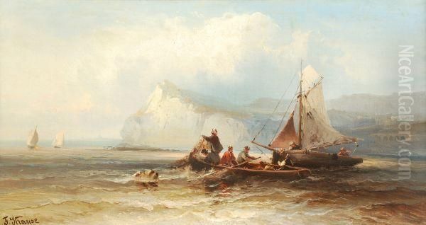 Off The Coast Near Shakespeare Cliffs Oil Painting by Franz Emil Krause