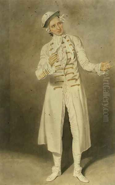 William Farren (1786-1861) as Lord Ogleby in 'The Clandestine Marriage' by David Garrick and George Coleman the Elder at the Covent Garden Theatre, 1818 Oil Painting by Samuel de Wilde