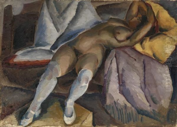 Reclining Nude Oil Painting by Aleksey Ilyich Kravchenko