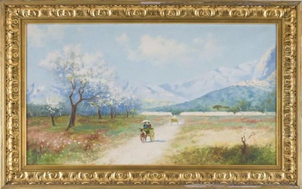 Paesaggio Con Veduta Di Monreale Oil Painting by Erminio Kremp