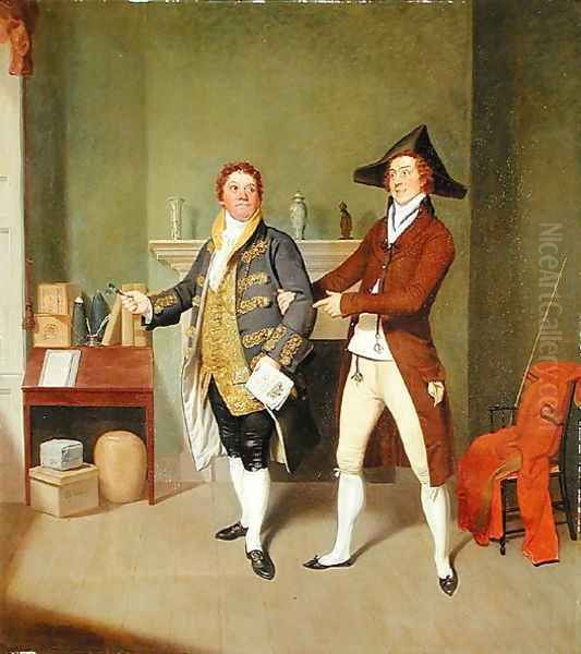 John Quick and John Fawcett in Thomas Moretons The Way to Get Married, 1796 Oil Painting by Samuel de Wilde