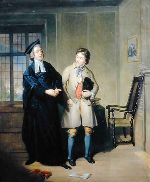 Mr Bannister Junior and Mr Parsons as Scout and Sheepface in The Village Lawyer, c.1796 Oil Painting by Samuel de Wilde