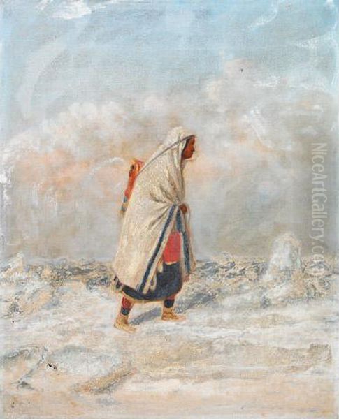 Moccasin Seller Oil Painting by Cornelius Krieghoff