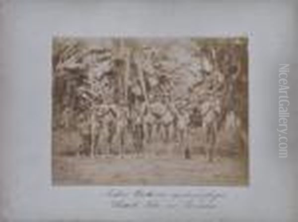 Indios Cashivos Antropofazos Chonta Isla, Rio Pachitea Oil Painting by Charles Kroehle