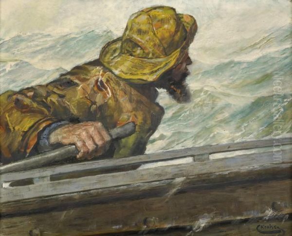 Fiskare I Bat Oil Painting by Christian Krohg