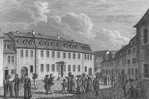 The house of Johan Wolfgang von Goethe (1749-1832) in Weimar, engraved by Ludwig Schutze (1807-72) 1827-28 Oil Painting by Otto Wagner