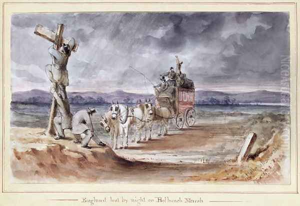 England lost by night on Holbeach Marsh, from a sketch-book of the All-England Cricket Tour, 1851-2 Oil Painting by Nicholas (Felix) Wanostrocht