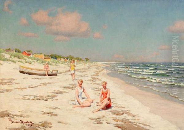 Strandbild - Sommar I Falsterbo Oil Painting by Johan Krouthen