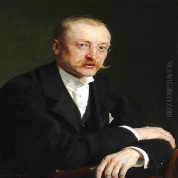 Portrait Of Danish Pharmacist Oil Painting by Peder Severin Kroyer