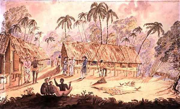 City of Acheen, North West Coast of Sumatra, 1829 Oil Painting by William Alexander Willis