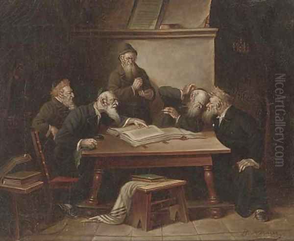 Rabbis in a debate Oil Painting by B. Werner