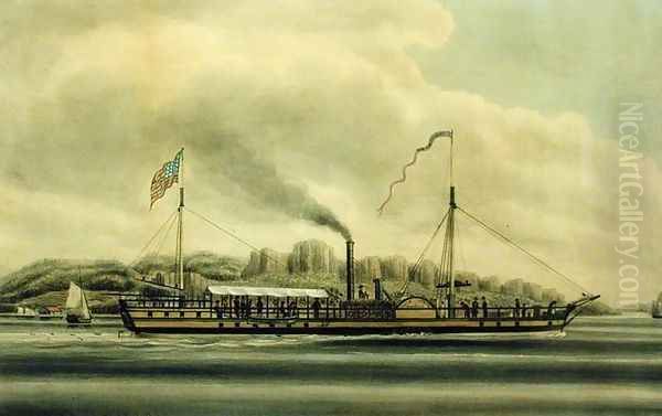 The Hudson River Steamboat, Clermont, c.1858 Oil Painting by Richard Varick De Witt